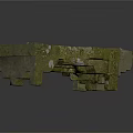 Modern Garden Green Stone Bench With Mossy Surface And Natural Stones