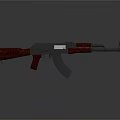 AK 47 Rifle With Wooden Stock And Metal Components On Dark Background