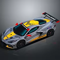 Chevrolet Corvette Race Car With Gray Yellow Livery And High Performance Features