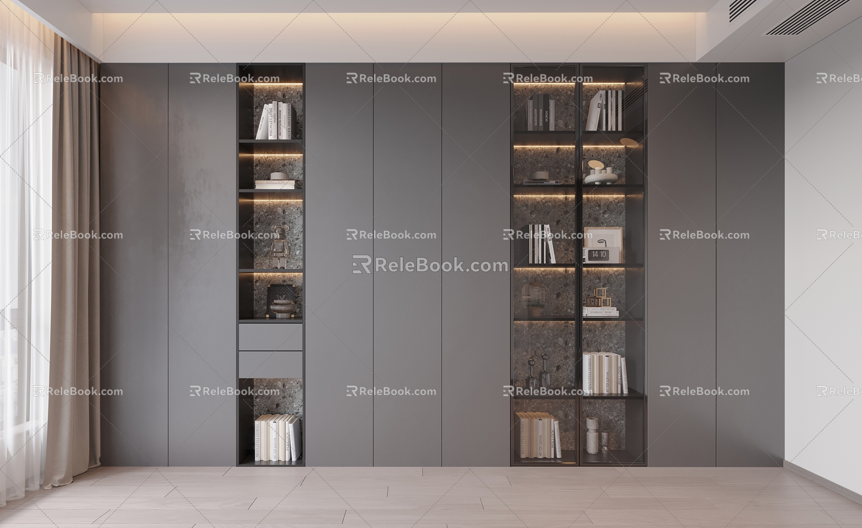 Modern bookcase 3d model