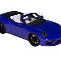 Blue Convertible Sports Car With Black Top White Interior And Black Wheels