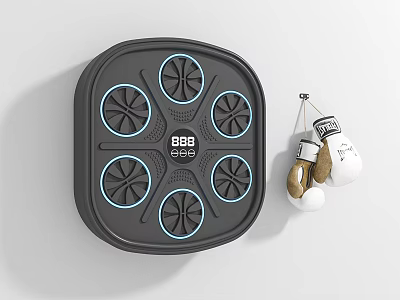 Black Fitness Equipment With Fan Shaped Massage Nodes And Boxing Gloves For Training 3d model