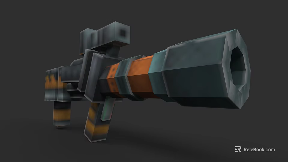 Advanced Rocket Launcher With Scope Gray Orange Green Components And Solid Structure 3d model 