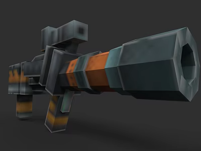 Magma Rocket Launcher Pixel Art Low Polygon Orange Hot Weapon 3d model
