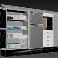 Medical Equipment Cabinet With Open Door Blue Items Drawers And Control Panel