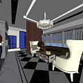Elegant Clothing Store Interior With Displayed Clothes Mannequins White Chairs And Checkered Floor