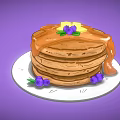 Delicious Stack of Pancakes With Butter Drizzled Syrup and Fresh Blueberries
