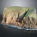 Realistic Terrain Model Featuring Cliff Grass Rocks And Rocky Cracked Base 3d model