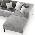 Modern Gray Sectional Sofa With Multiple Decorative Pillows And Tapered Black Legs 3d model