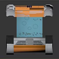 Smart Machine Featuring Orange Silver Design Transparent Display Screen And Rolling Wheels 3d model