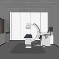 Hospital Outpatient Clinic Treatment Room With Medical Equipment Examination Table White Walls And Ceiling Lights
