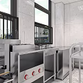 Commercial Restaurant Kitchen Interior Layout With Functional Zones Workstations And Storage