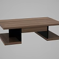 Modern Rectangular Wooden Coffee Table With Lower Storage Shelves Simple Design 3d model