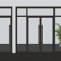 Modern Glass Double Doors With Dark Frame For Interior Space 3d model