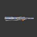 Futuristic Blue Metallic Weapon With Orange Component Scope And Mechanical Design 3d model