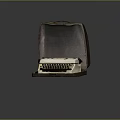 Vintage Typewriter in Open Leather Case Featuring Classic Keyboard and Metal Body