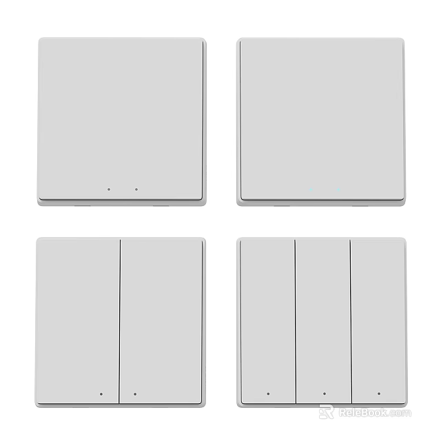 Modern White Switch Panels With Single Double And Triple Gang Designs 3d model 