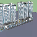 Modern Twin High Rise Residential Buildings 3D Model Exterior Design