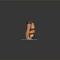 Child Practicing Yoga Handstand Pose In Inverted V Shape On Blue Exercise Mat