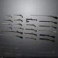 Various Firearms Collection With Different Types Neatly Arranged On