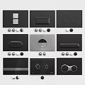 Modern Black Gray Switch Panels With Sleek Metallic Designs And Various Shapes 3d model