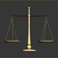 Golden Balance Scale With Equal Trays And Polished Base On Dark Surface
