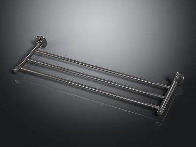 Stainless Steel Double Bar Towel Rack For Bathroom With Polished Surface 3d model