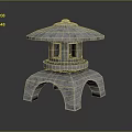 Traditional Stone Lantern Outdoor Furniture With Umbrella Shaped Top And Arched Base