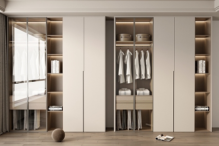 modern wardrobe cream wardrobe 3d model