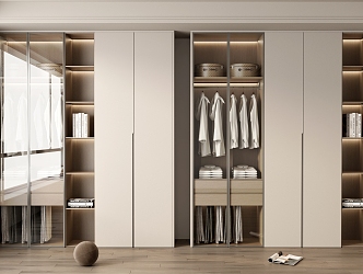 modern wardrobe cream wardrobe 3d model