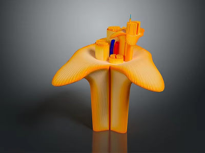 Orange 3D Printed Medical Device Anatomical Structure with Internal Detailed Design 3d model