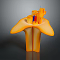 Orange 3D Printed Medical Device Anatomical Structure with Internal Detailed Design
