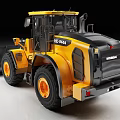 Yellow And Black Hyundai Wheel Loader With Large Bucket Heavy Tires And Orange Rims