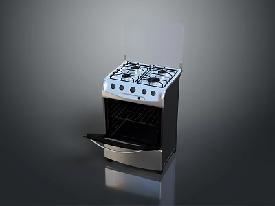 Stainless Steel Gas Stove With Oven And Multiple Burners For Kitchen Cooking 3d model