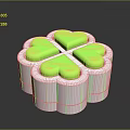 Shiny Green Heart Shaped Four Leaf Clover With White Base And Glossy Finish