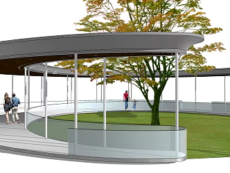 Modern gallery curved gallery 3d model
