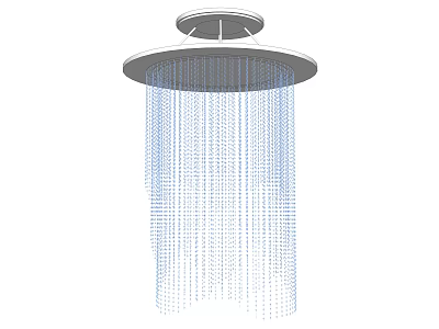 Modern Elegant Chandelier With Circular Ceiling Plate And Hanging Crystal Strands 3d model