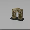 Stone Archway Model With Colorful Bricks Side Windows Grilles And Top Decoration
