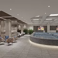 Modern SPA Sauna Interior With Relaxation Pool Comfortable Chairs And Green Plants
