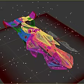 Futuristic Formula 1 Car With Blue Red Neon Lights On Hexagonal Red Base