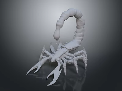 Reptile Scorpion White 3D Model Display with Gray Background and Detailed Design 3d model