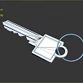 Blue Key With Sleek Metallic Finish And Key Ring On Gray Background 3d model