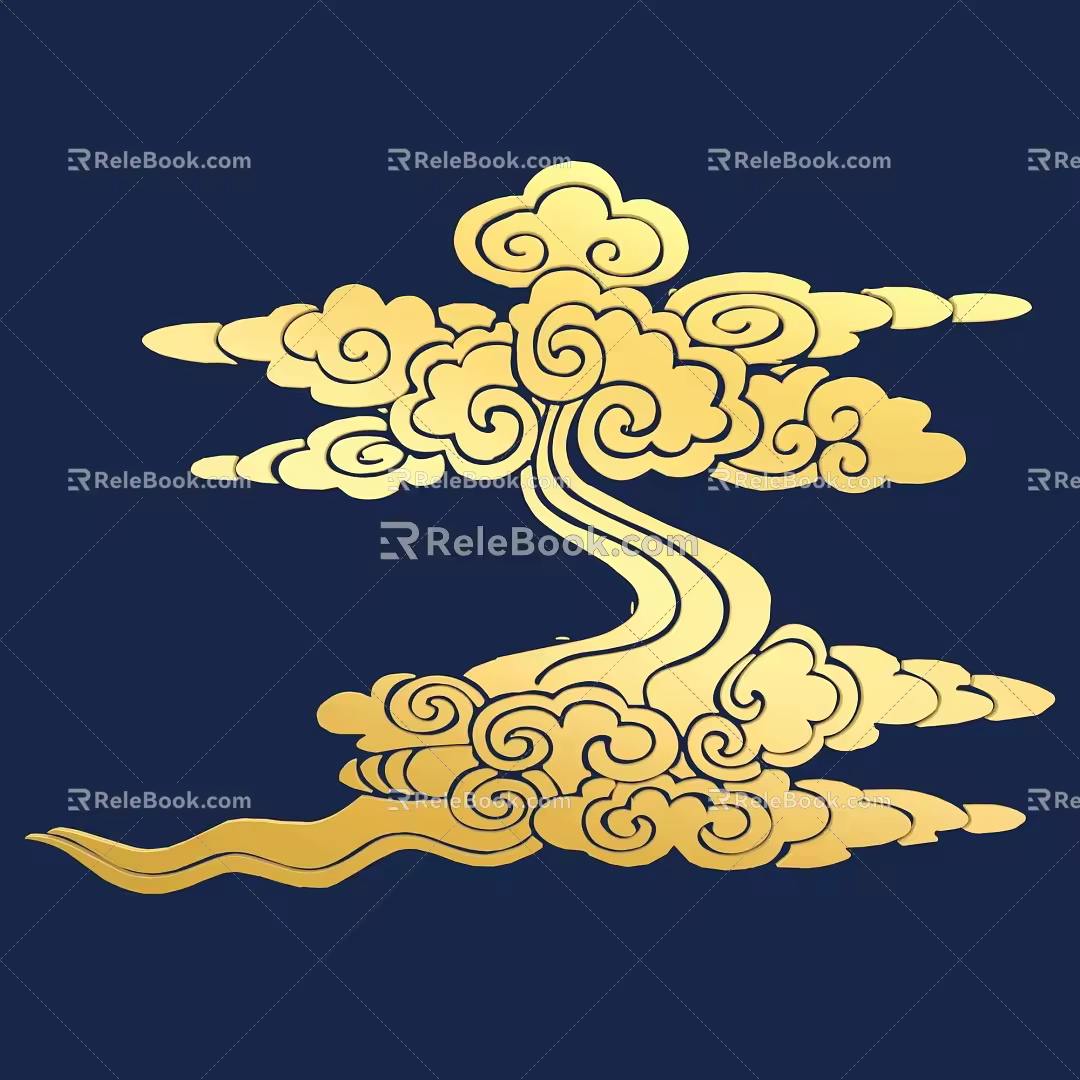 Xiangyun Chinese Traditional Elements Golden Xiangyun Mid-Autumn Elements Traditional Xiangyun Texture 12 3d model