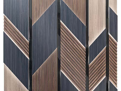 Modern Geometric Partition Design With Chevron Patterns And Layered Wood Metal Textures 3d model