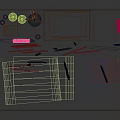 Wooden Art Desk With Stationery Notebook Pens Paint And Drawing Tools
