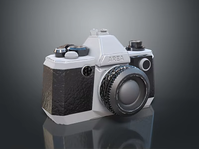 ASEA Vintage Electronic Camera With Classic Design Black White Body Mechanical Lens Control Buttons 3d model