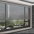 Floor to Ceiling Window with Blinds and Outdoor Green Plant View in Modern Interior