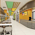 Traditional Chinese Restaurant Interior With Wooden Ceiling Shelves Hanging Lights And Tables