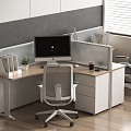 Modern office desk and chair combination 3d model