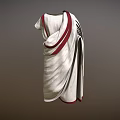 White Ancient Style Tunic With Red Decorative Trim And Draped Fabric 3d model
